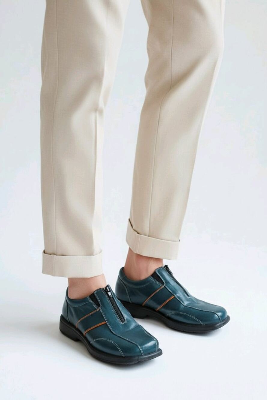 Mens Vtg TOTO Italian-Made Green Leather Slip On Casual / Dress Shoes Size 10.5